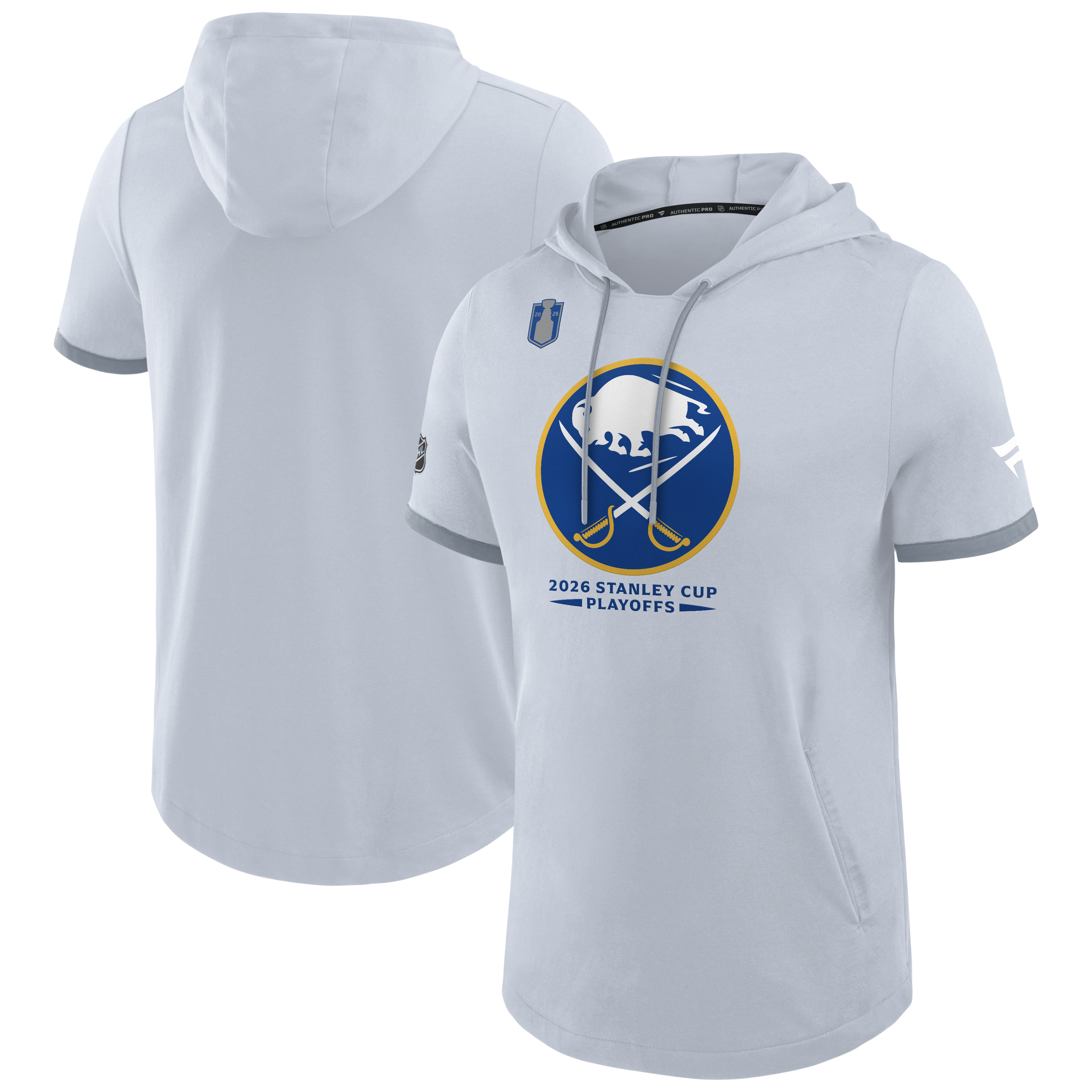 White hoodie with sports team logo and text on a transparent background