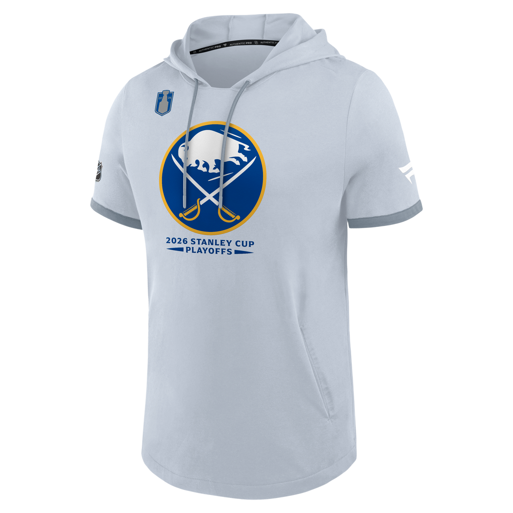 Light gray hoodie with sports team logo and text on a white background