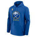 Blue hoodie with Buffalo Sabres playoffs logo on a white background