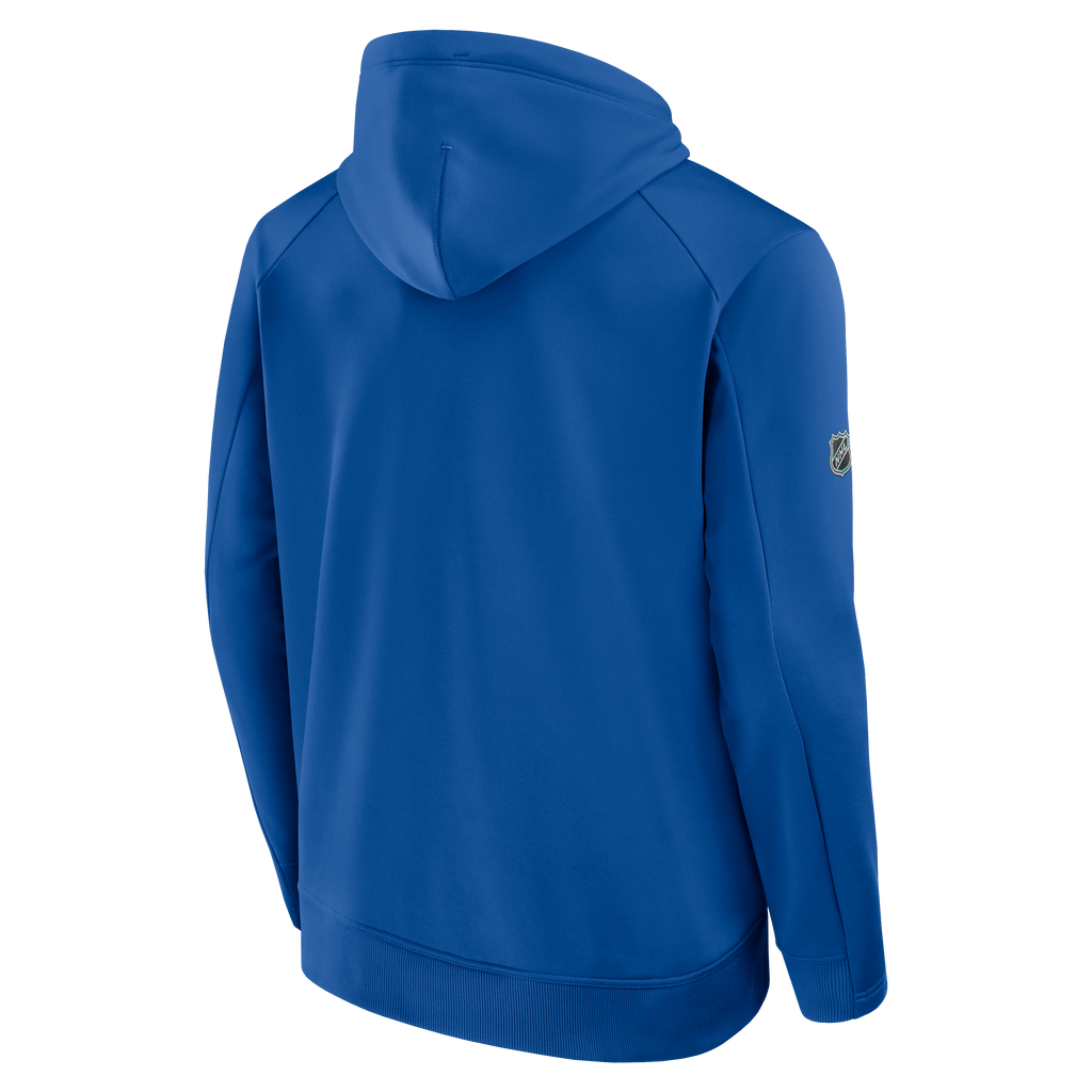 Blue hoodie with NHL logo on the sleeve