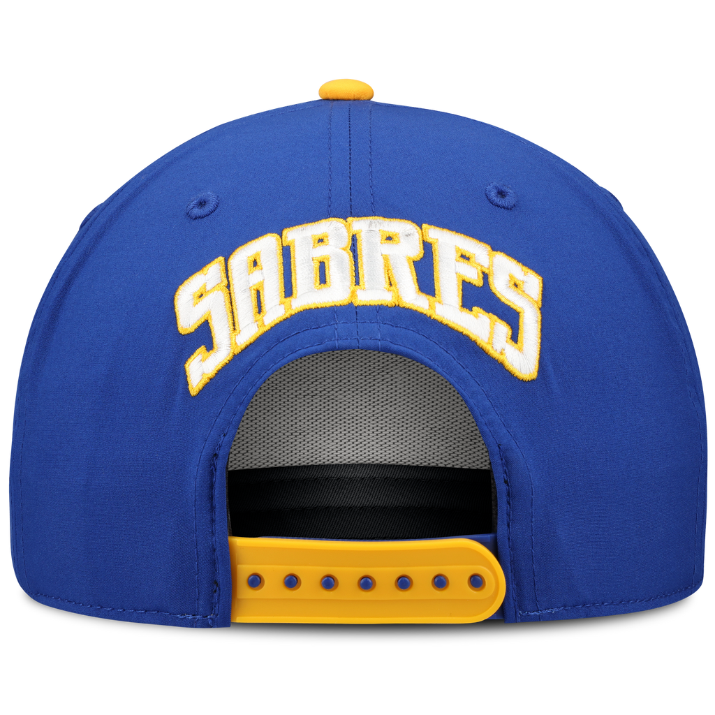 Blue cap with 'Sabres' text on a white background