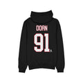 Black hoodie with 'DOAN 91' printed on the back against a white background