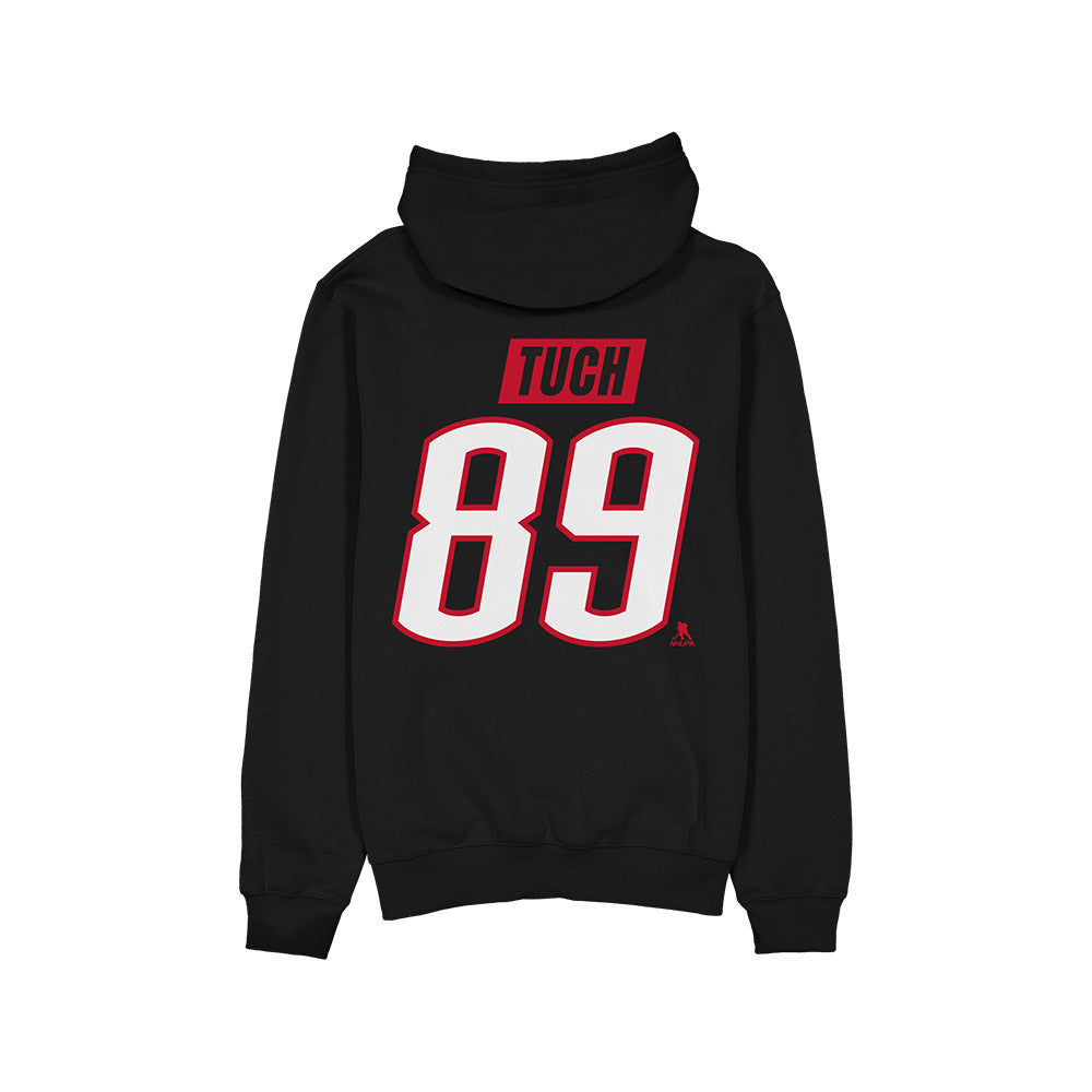 Black hoodie with 'TUCH' and number '89' on the back against a white background
