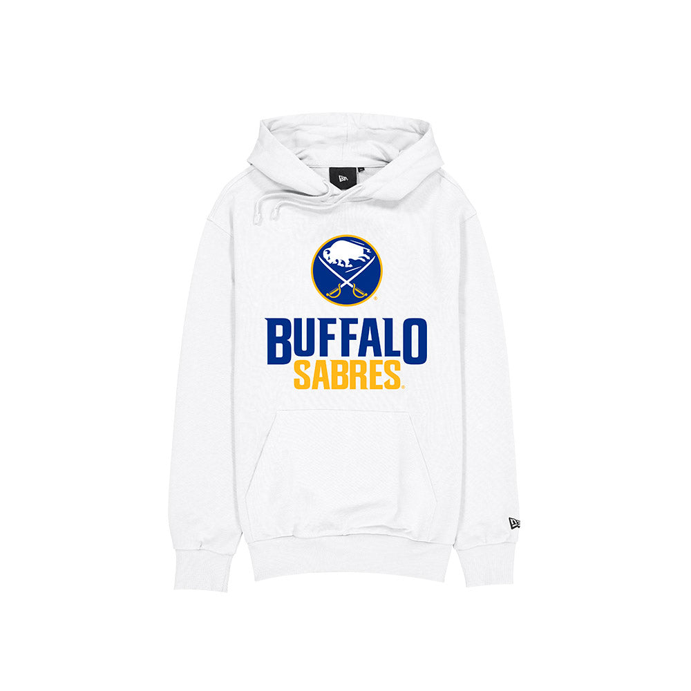 White hoodie with Buffalo Sabres logo on a white background