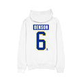 White hoodie with 'Benson' and number '6' printed on the back against a white background