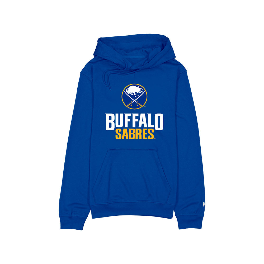 Blue hoodie with Buffalo Sabres logo on a white background