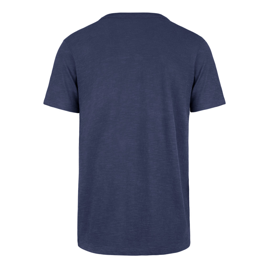 Navy blue t-shirt on a white background