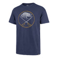 Navy blue t-shirt with a logo featuring a buffalo and crossed swords on a white background