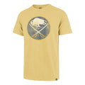 Yellow t-shirt with a logo on a white background