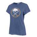Blue t-shirt with a logo featuring a buffalo and crossed sticks on a white background