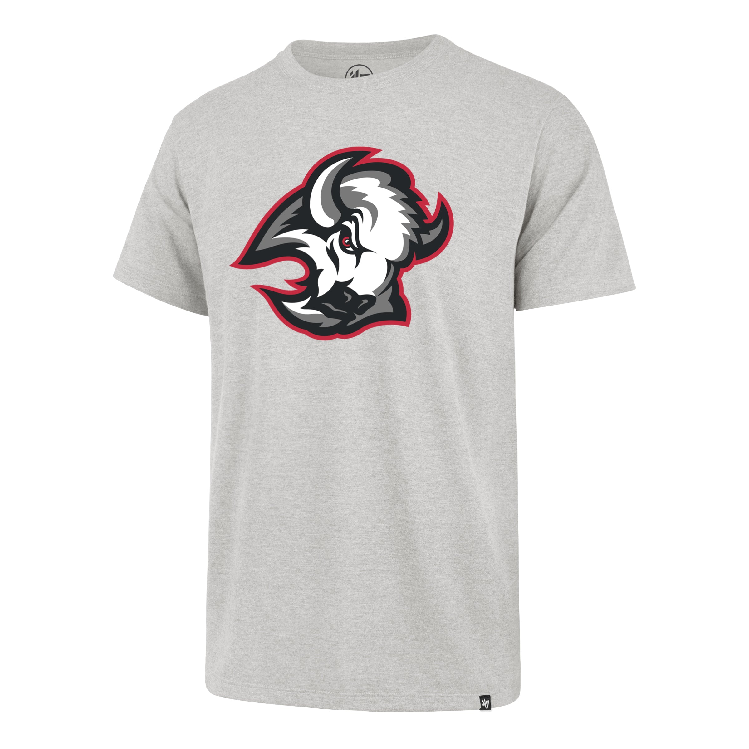 Gray t-shirt with a graphic design on a white background