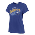 Blue t-shirt with 'Buffalo Sabres' text and logo on a white background