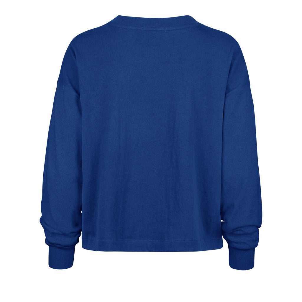 Blue long-sleeve shirt on a white background