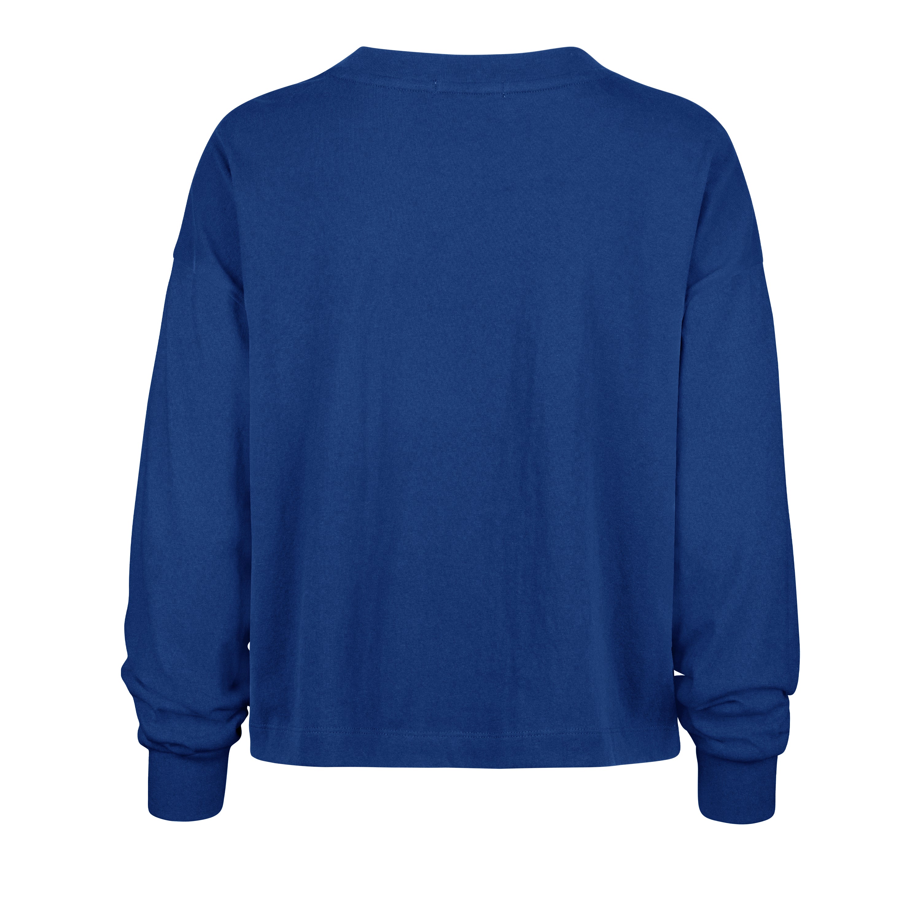 Blue long-sleeve shirt on a white background