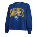 Blue sweatshirt with 'Sabres' and buffalo logo on a white background