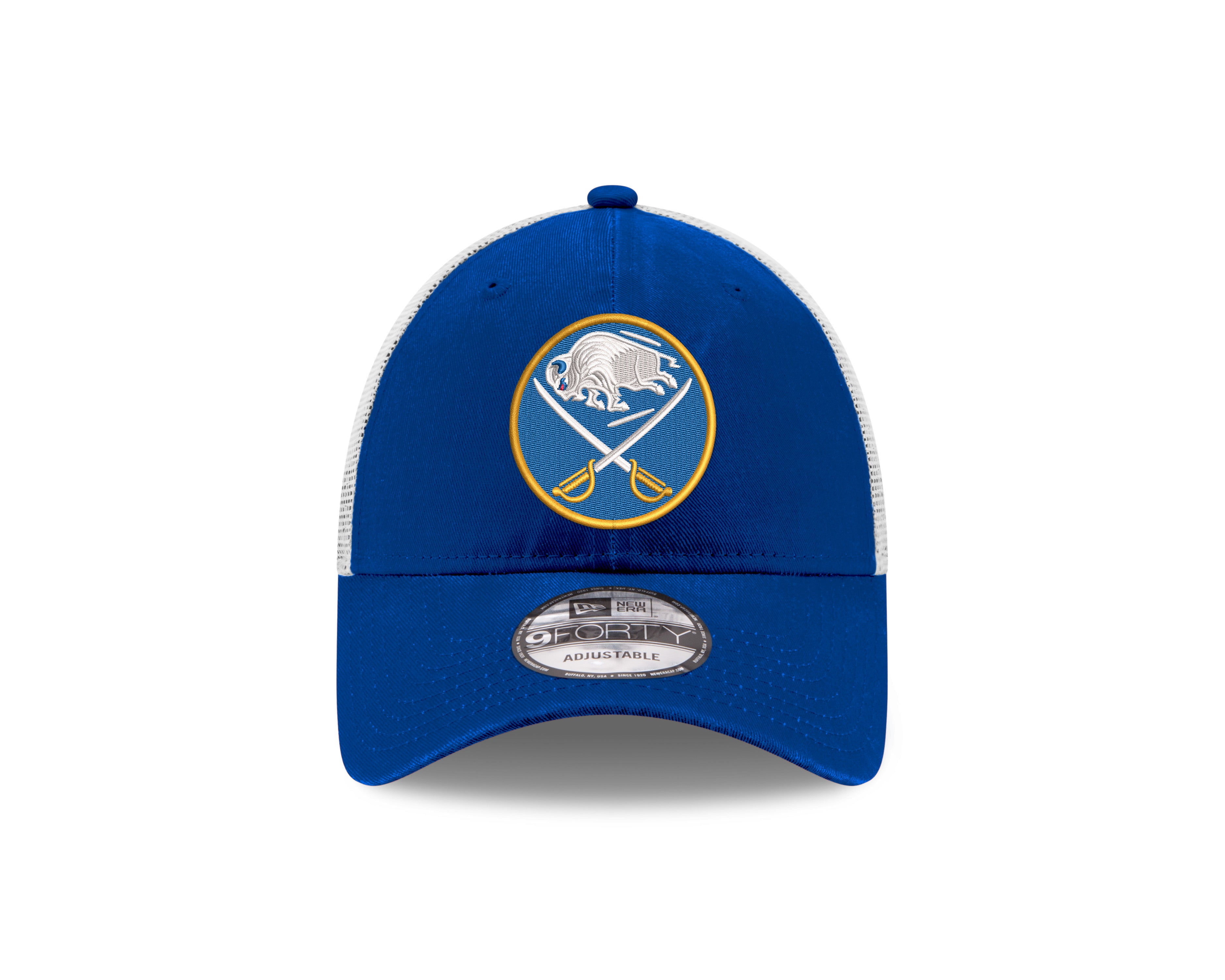 Blue cap with a logo on a white background