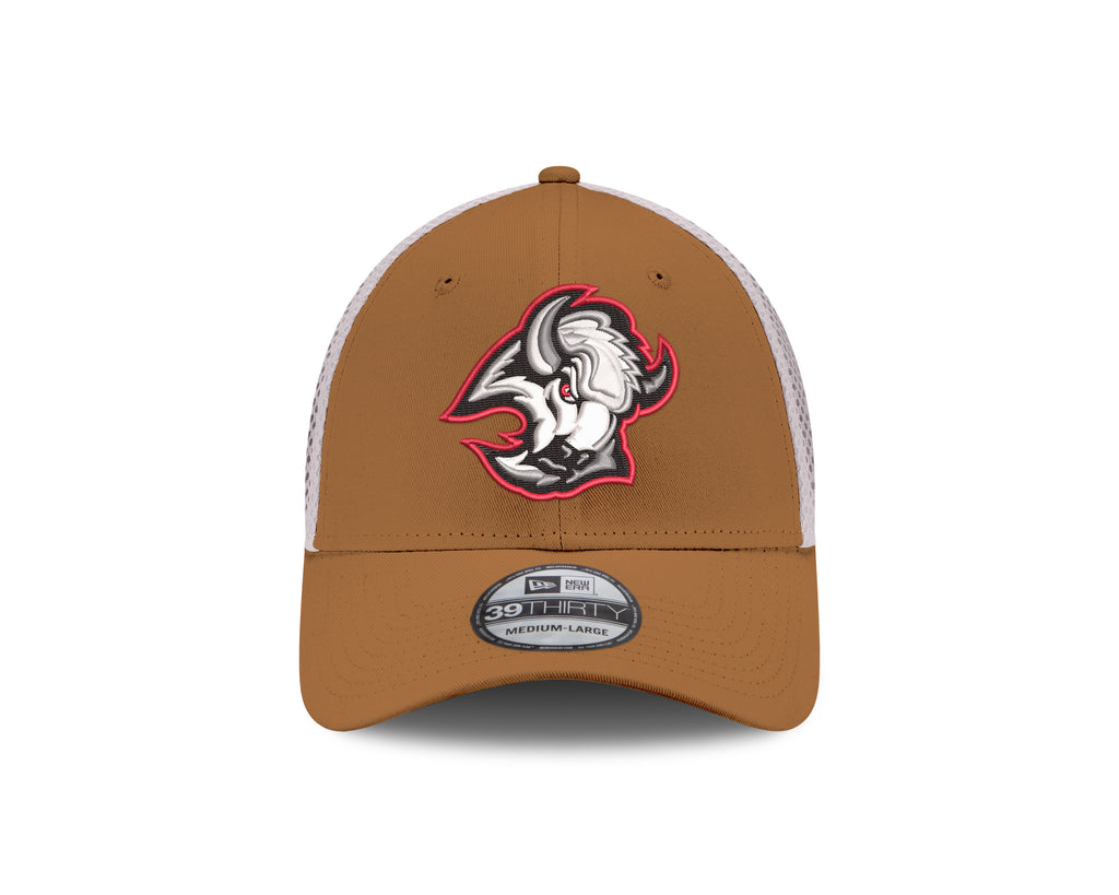 Brown cap with a logo on a white background