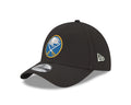 Black cap with a logo on a white background