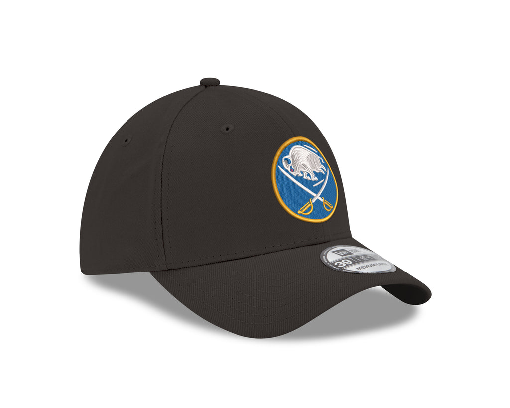 Black cap with a logo on a white background
