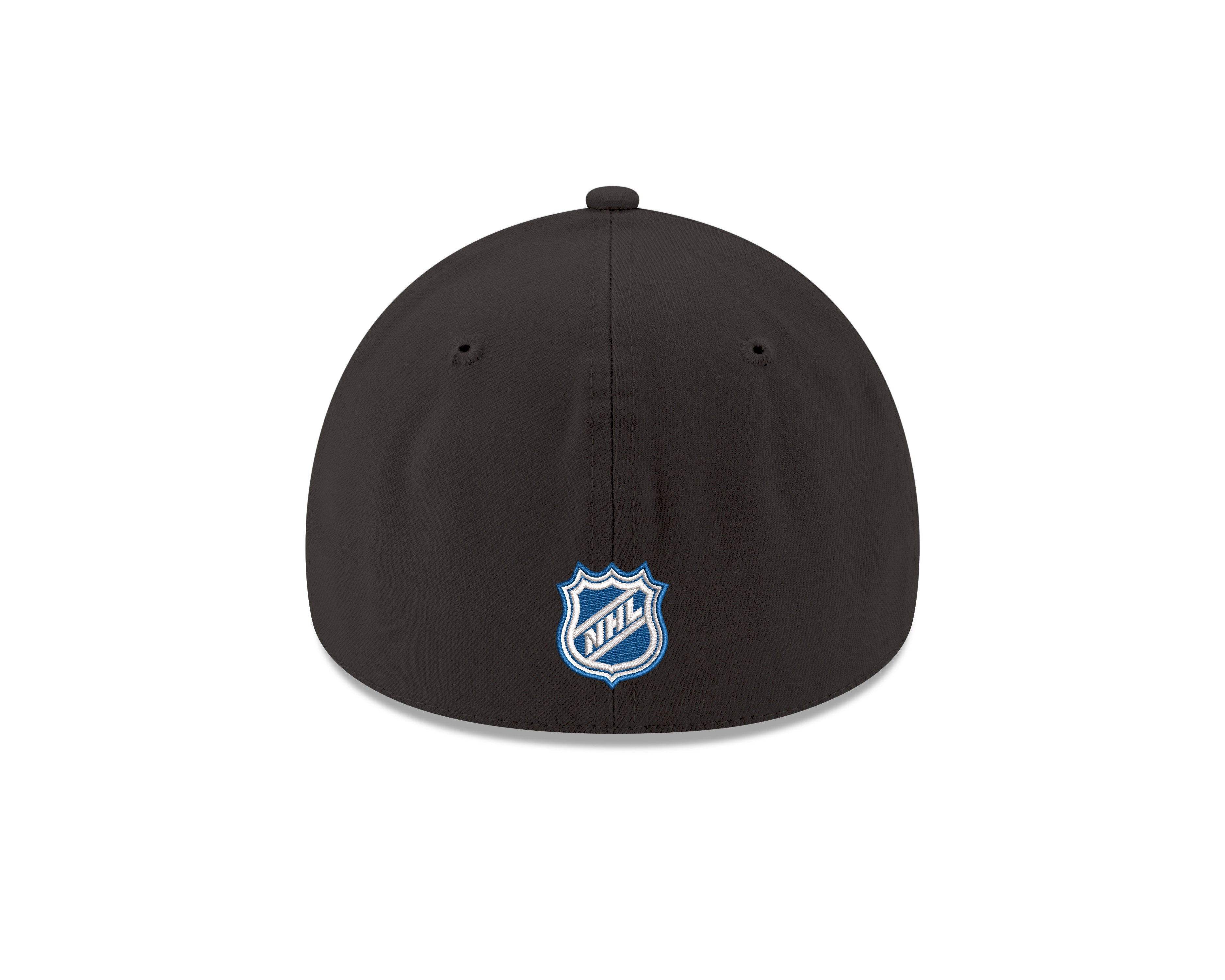 Black cap with NHL logo on a white background