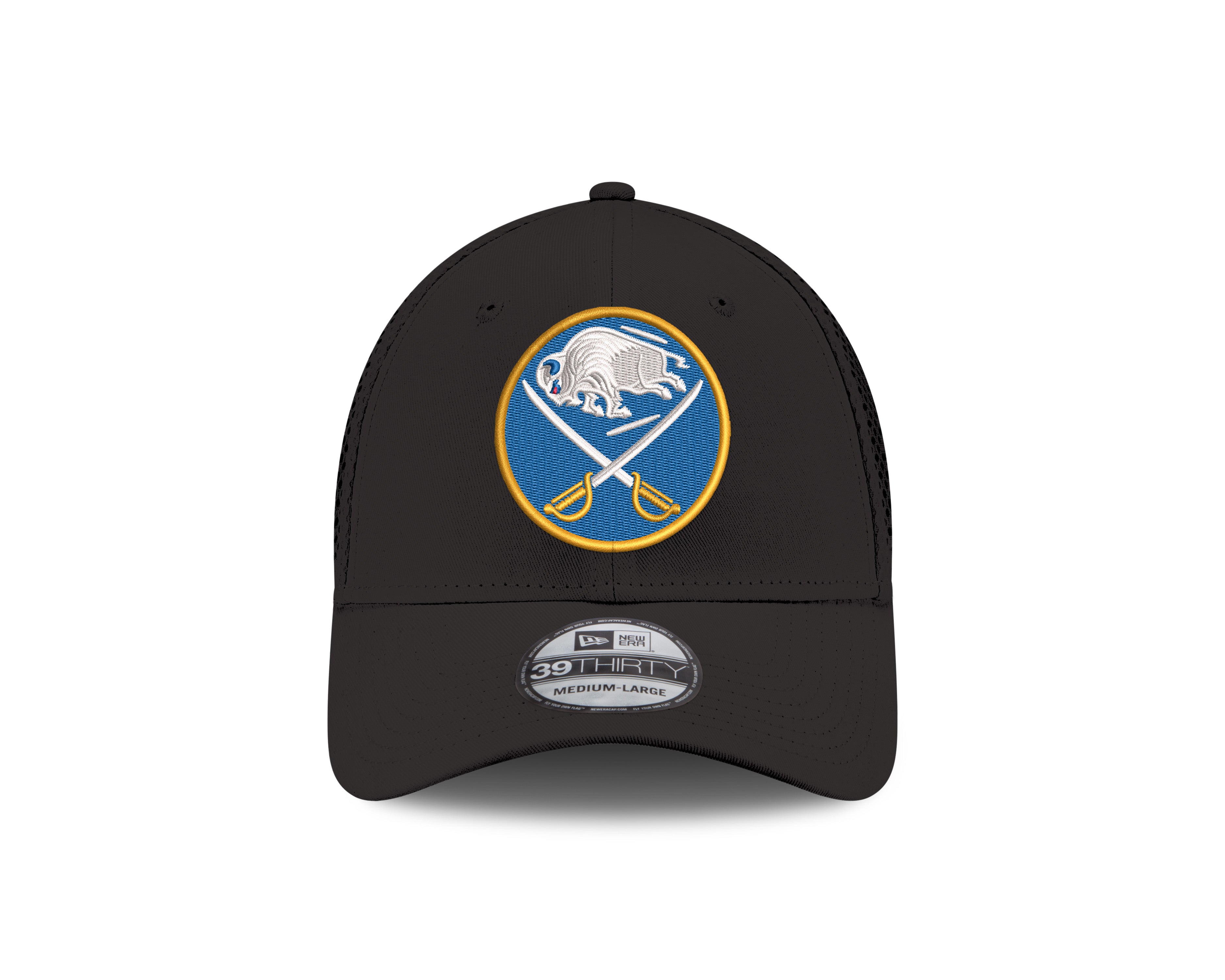 Black cap with a logo on a white background