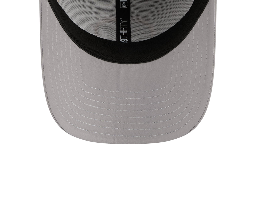 Gray cap with black mesh back on a white background