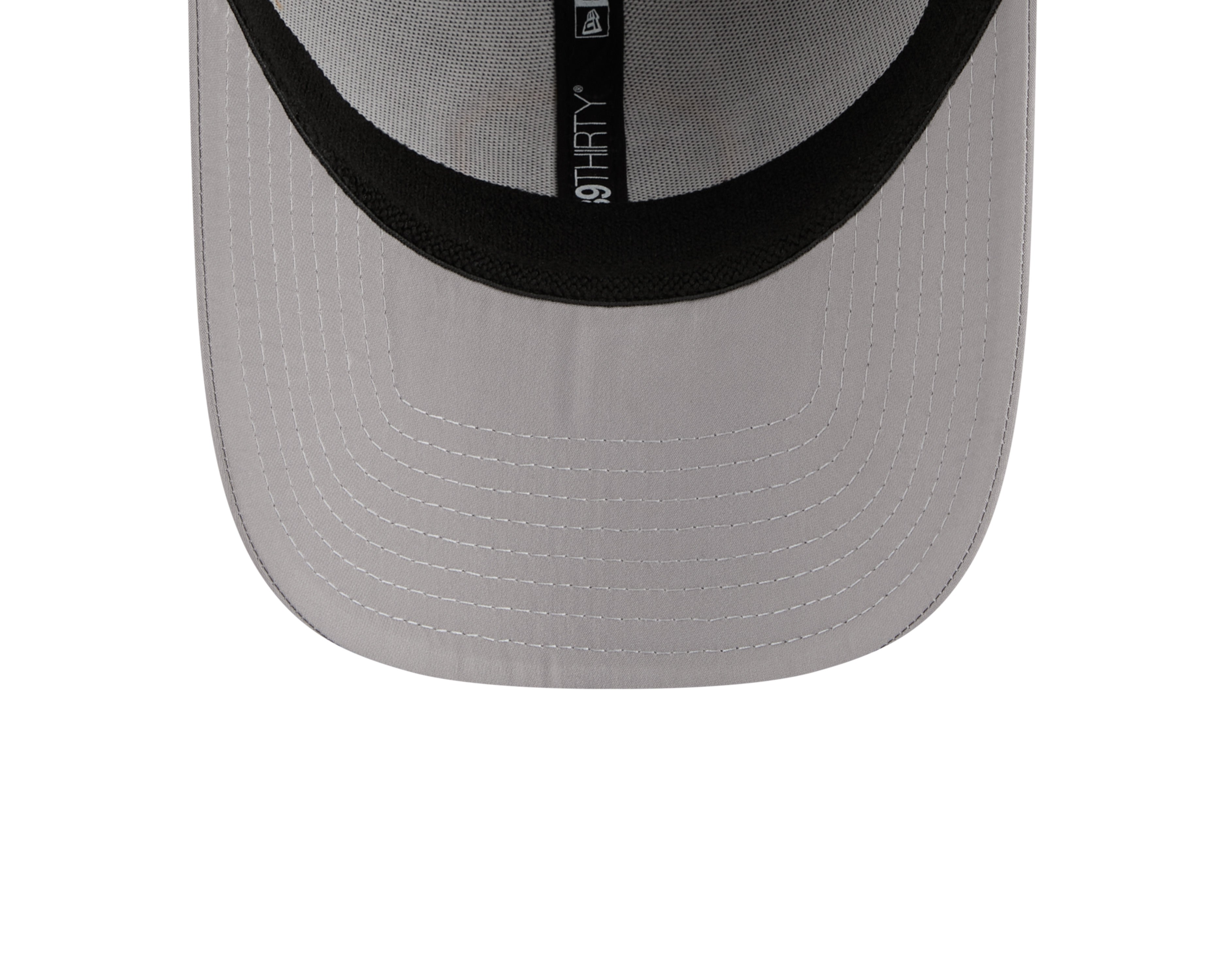 Gray cap with black mesh back on a white background
