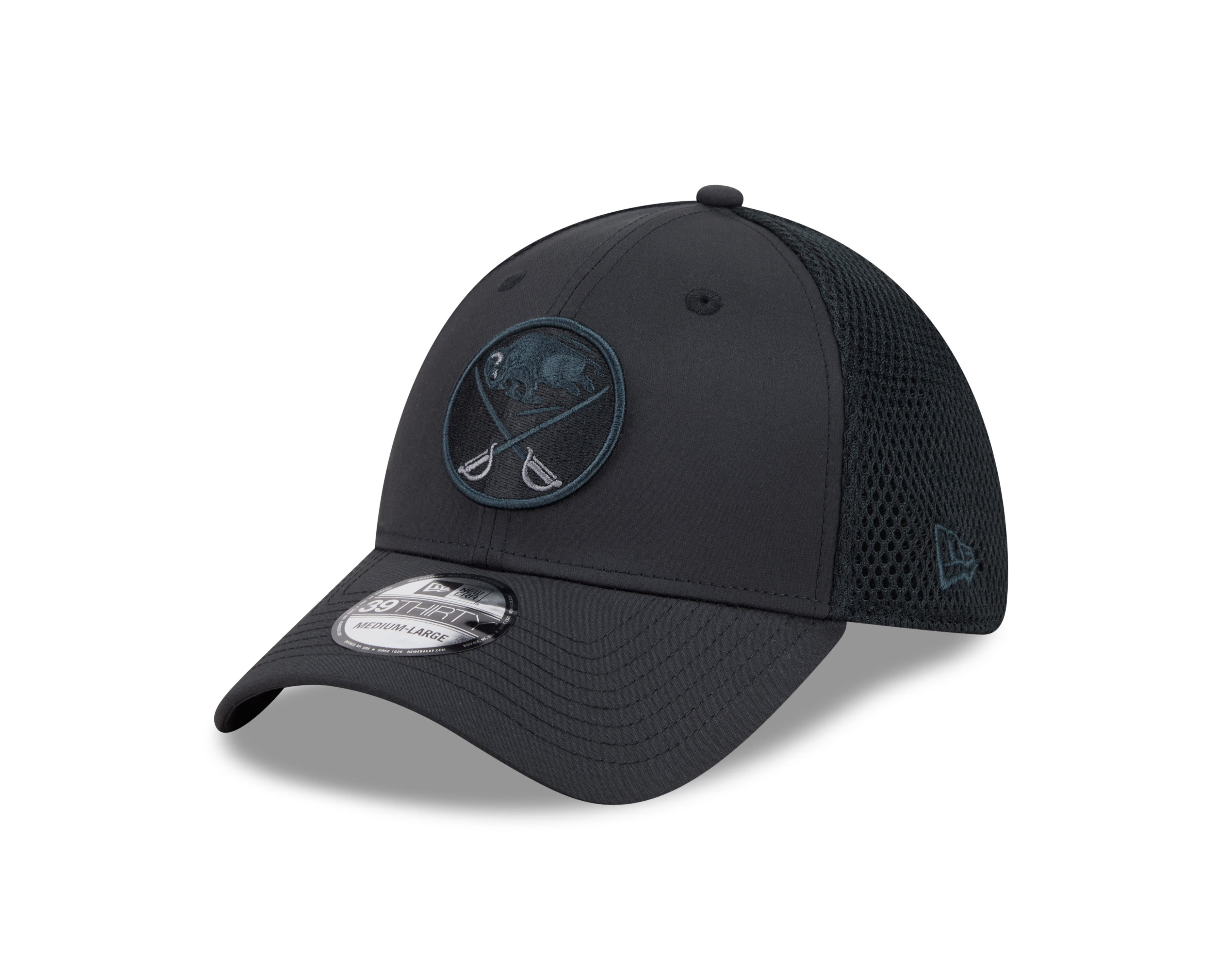 Black cap with blackout logo on a white background