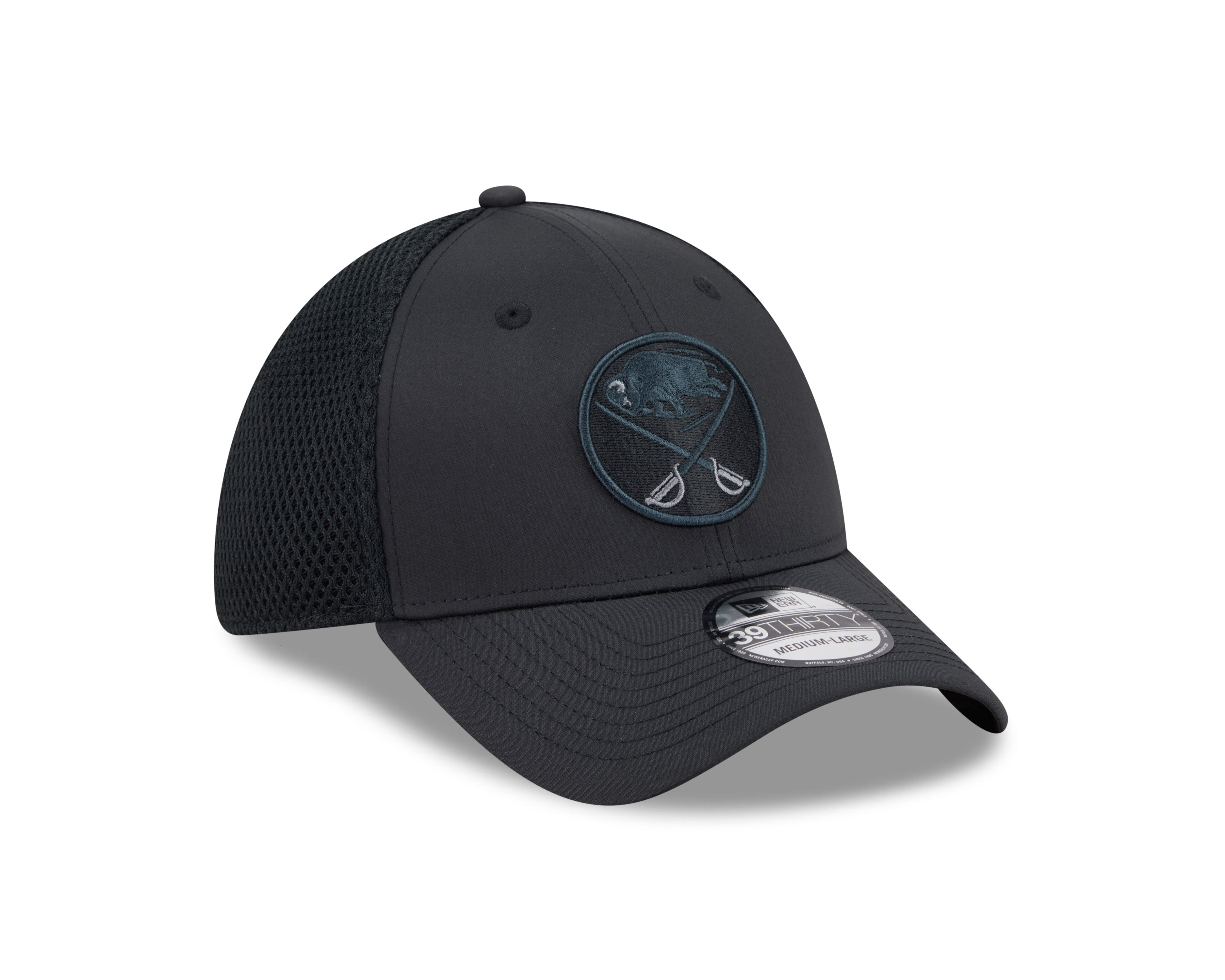Black cap with a logo on a white background