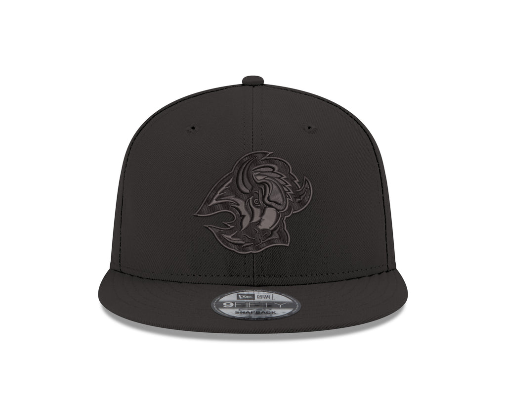 Black cap with a logo on a white background