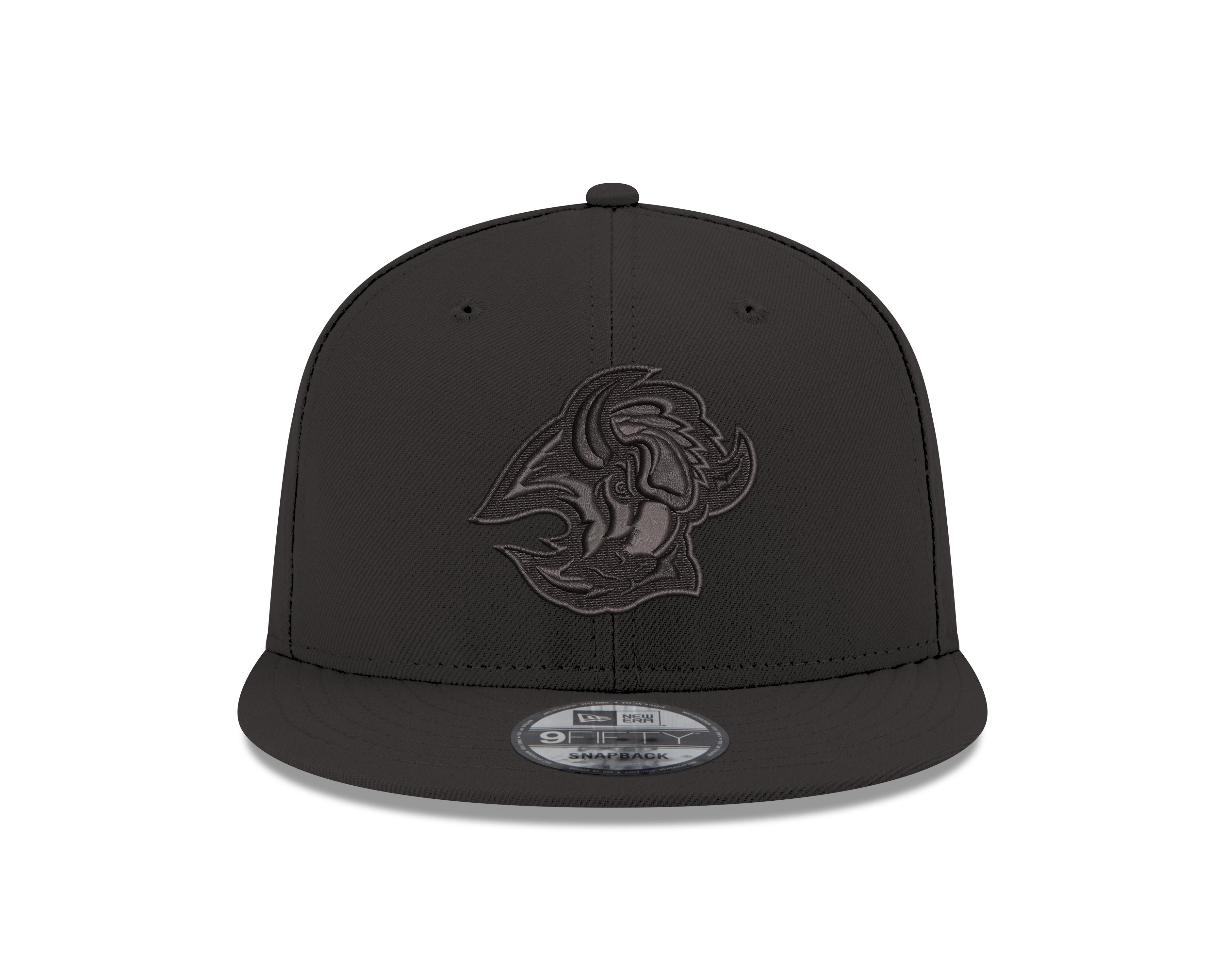 Black cap with a logo on a white background