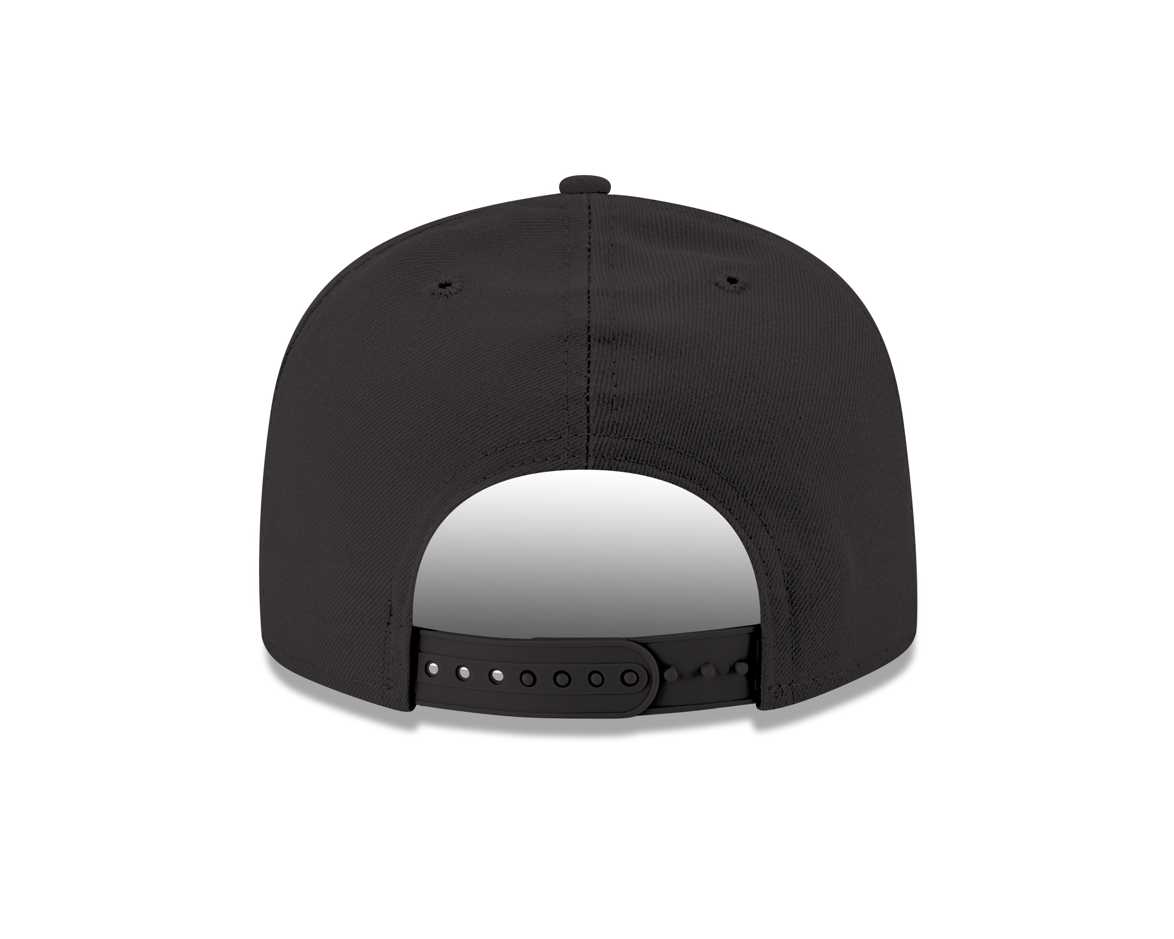 Black cap with a reflective back on a white background