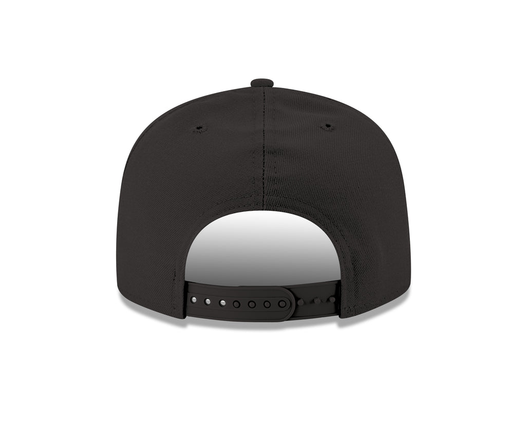 Black cap with a reflective back on a white background