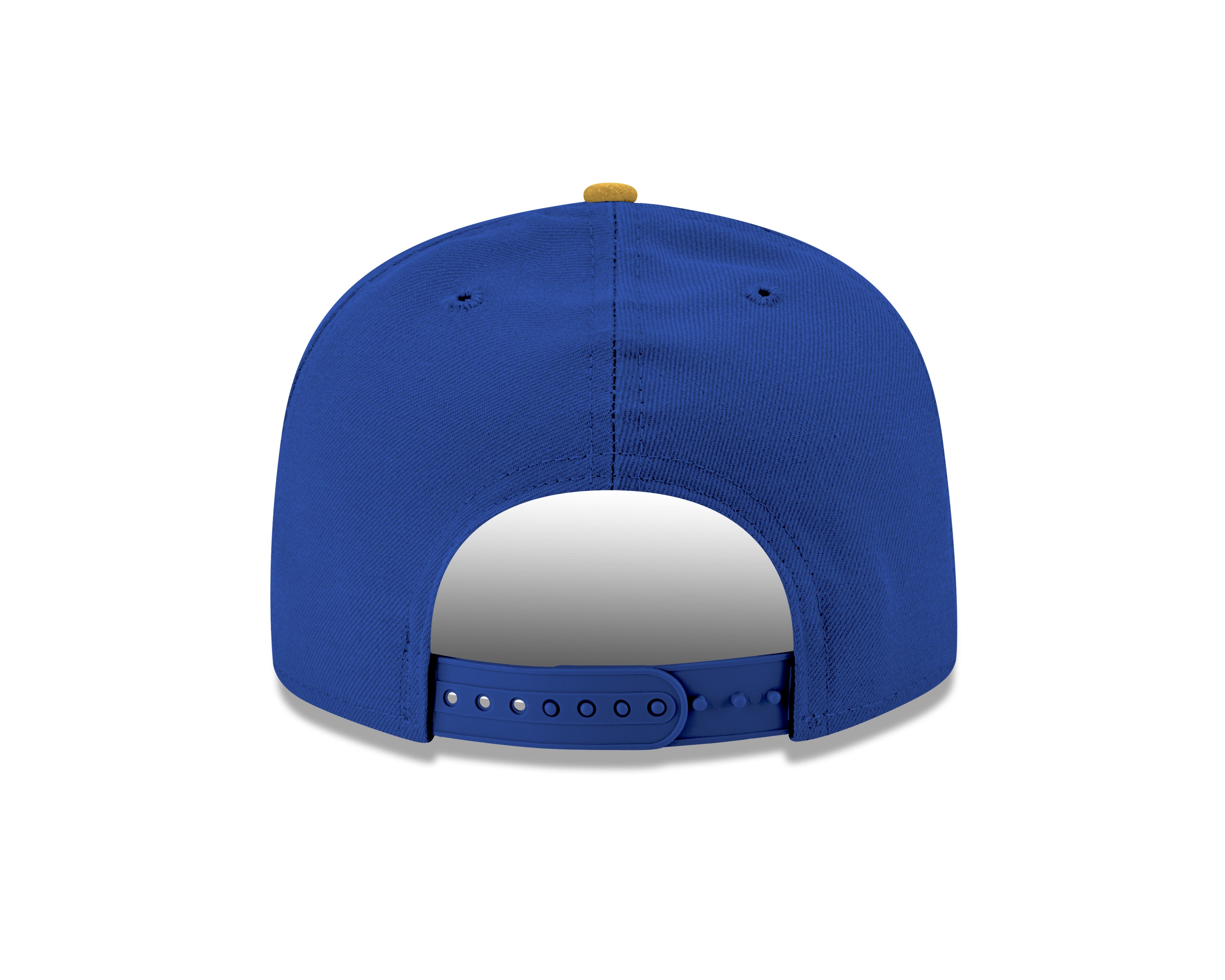 Blue baseball cap with a white interior on a white background