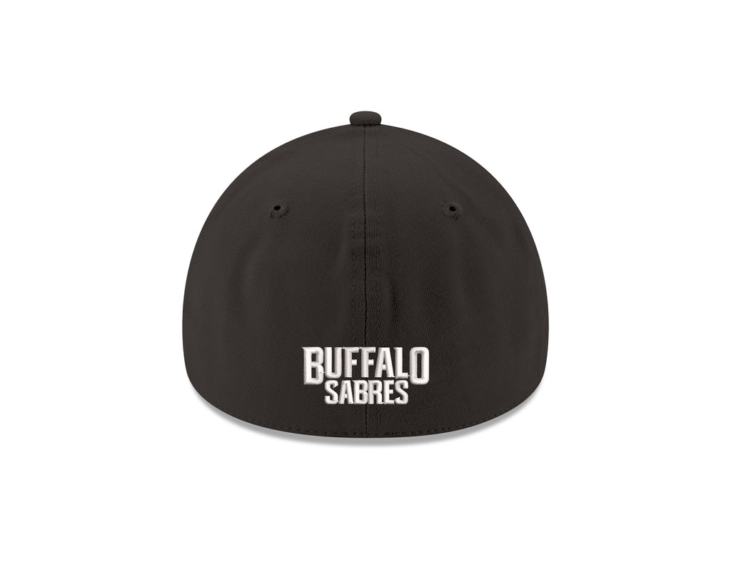 Black cap with 'Buffalo Sabres' text on a white background