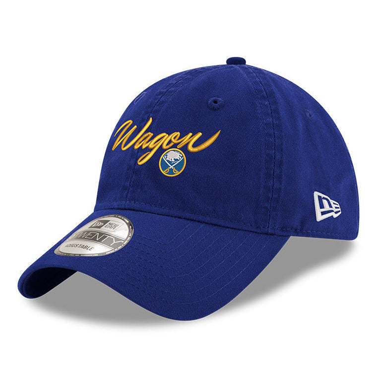 Blue cap with the word Wagin in scrip and Buffalo Sabres logo