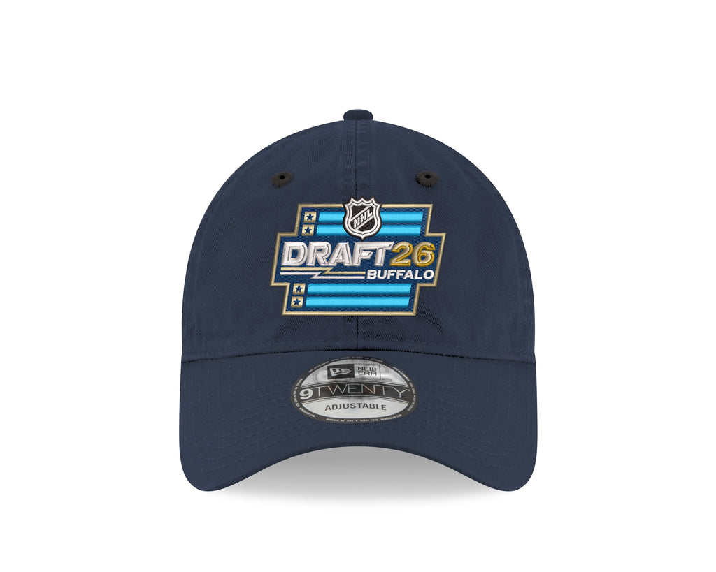 Navy blue cap with NHL Draft 2026 Buffalo logo on a white background