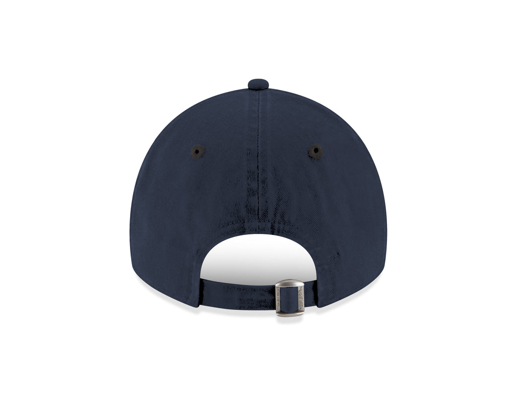 Navy blue baseball cap on a white background