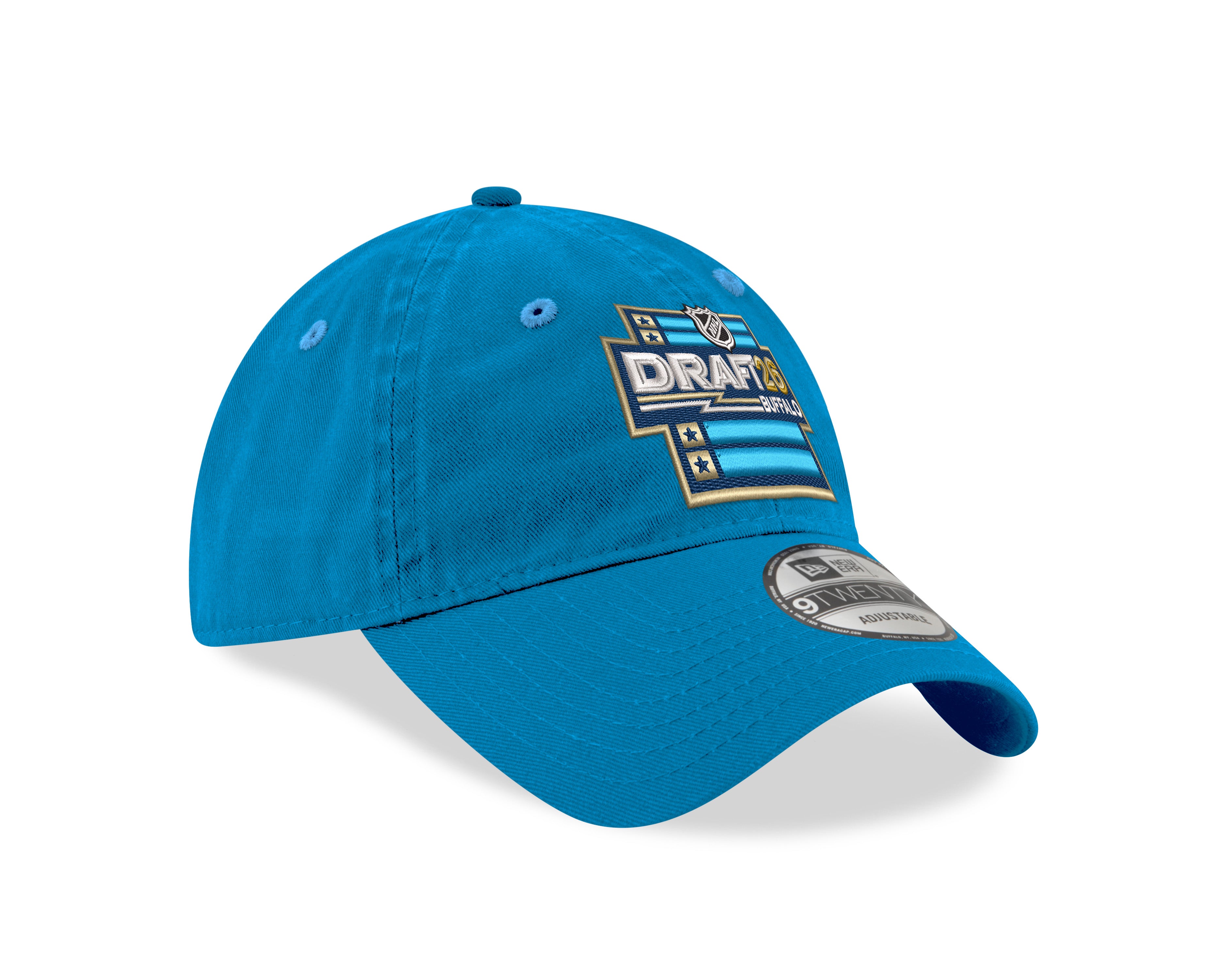 Blue cap with a logo on a white background