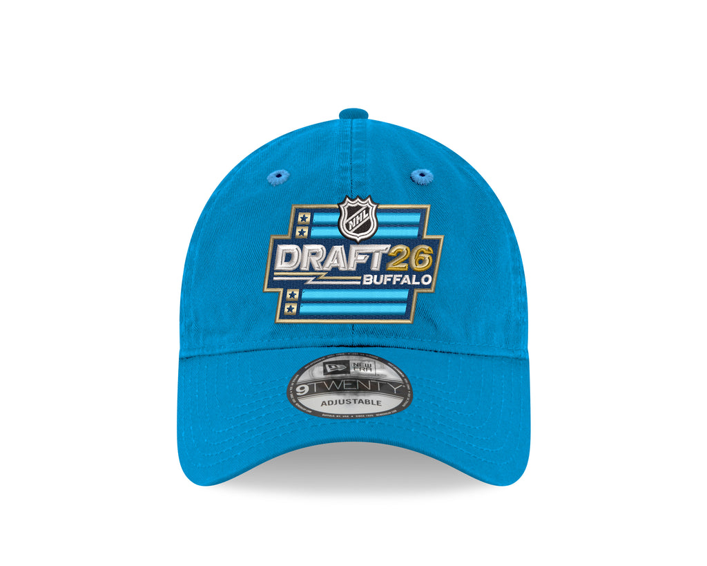 Blue cap with 'Draft 26 Buffalo' logo on a white background