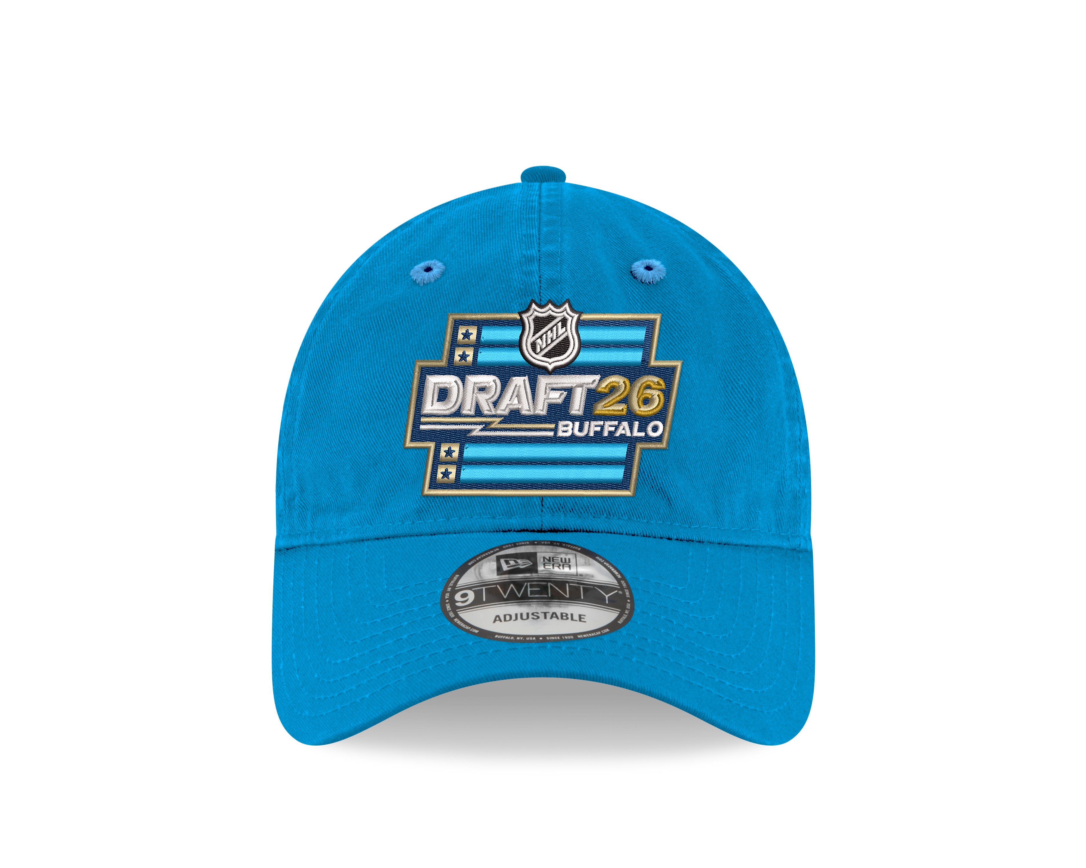 Blue cap with 'Draft 26 Buffalo' logo on a white background