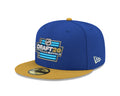 Blue and yellow cap with 'Draft 26 Buffalo' text on a white background