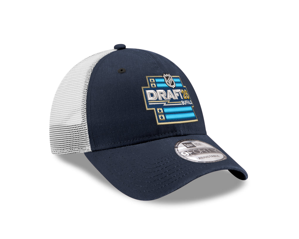 Navy and white cap with NHL Draft 2022 logo on a white background