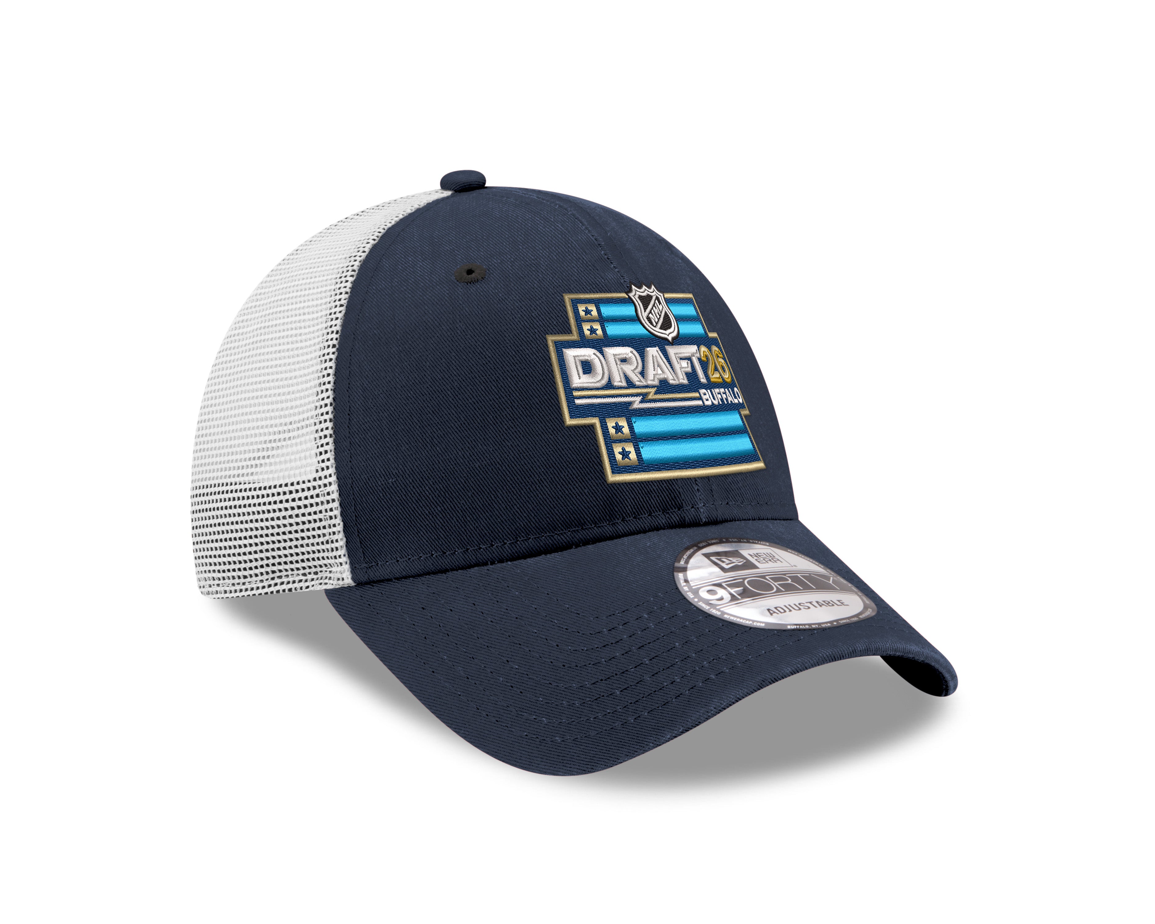 Navy and white cap with NHL Draft 2022 logo on a white background