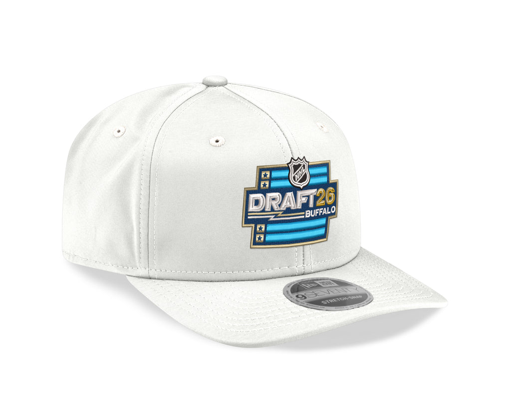 White cap with NHL Draft 2026 Buffalo logo on a white background