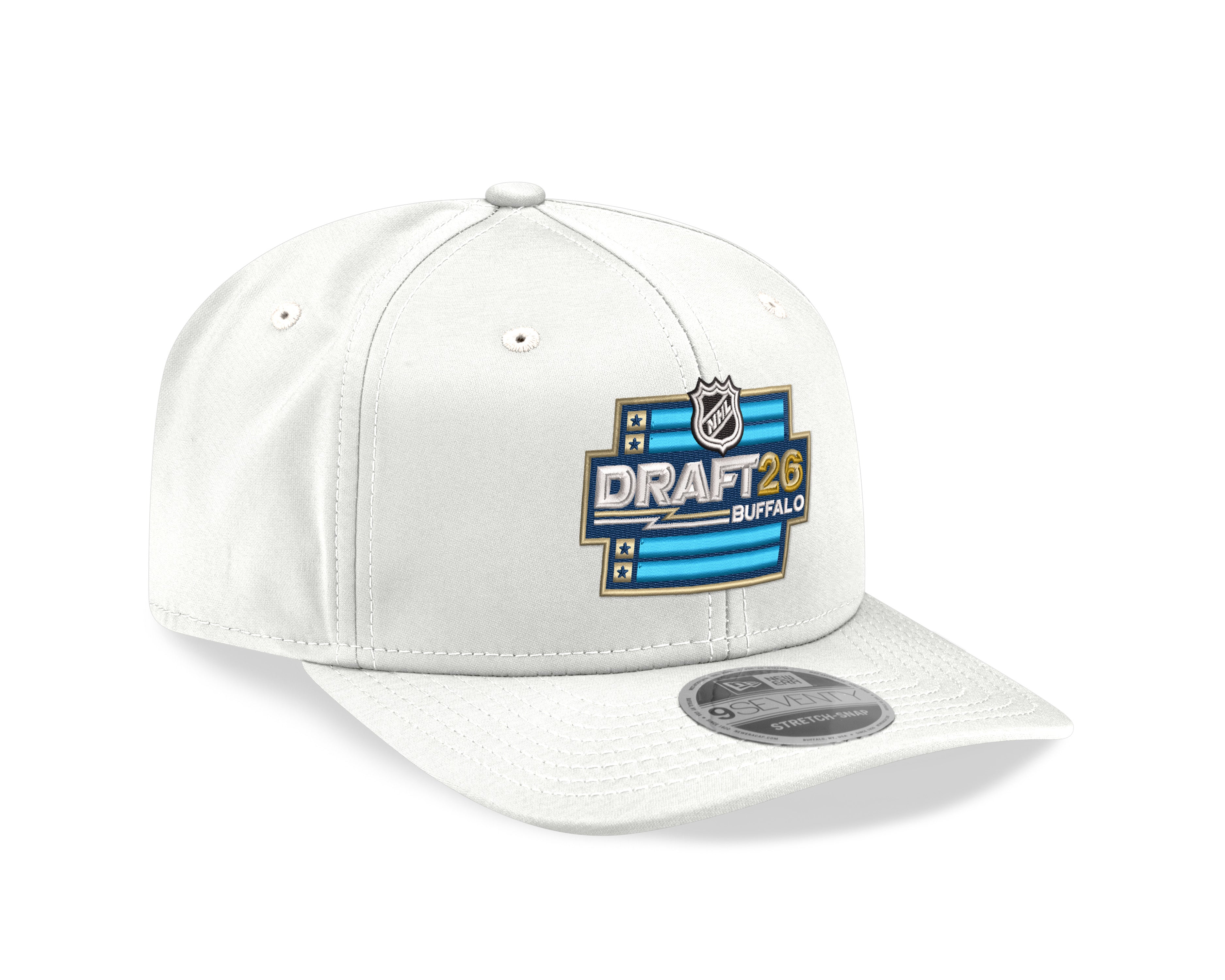 White cap with NHL Draft 2026 Buffalo logo on a white background
