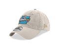 Grey cap with a logo and text on a white background