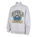 Gray sweatshirt with 'Buffalo Sabres' logo on a white background