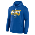 Blue hoodie with '2026 Stanley Cup Playoffs Sabres' text and logo on a white background