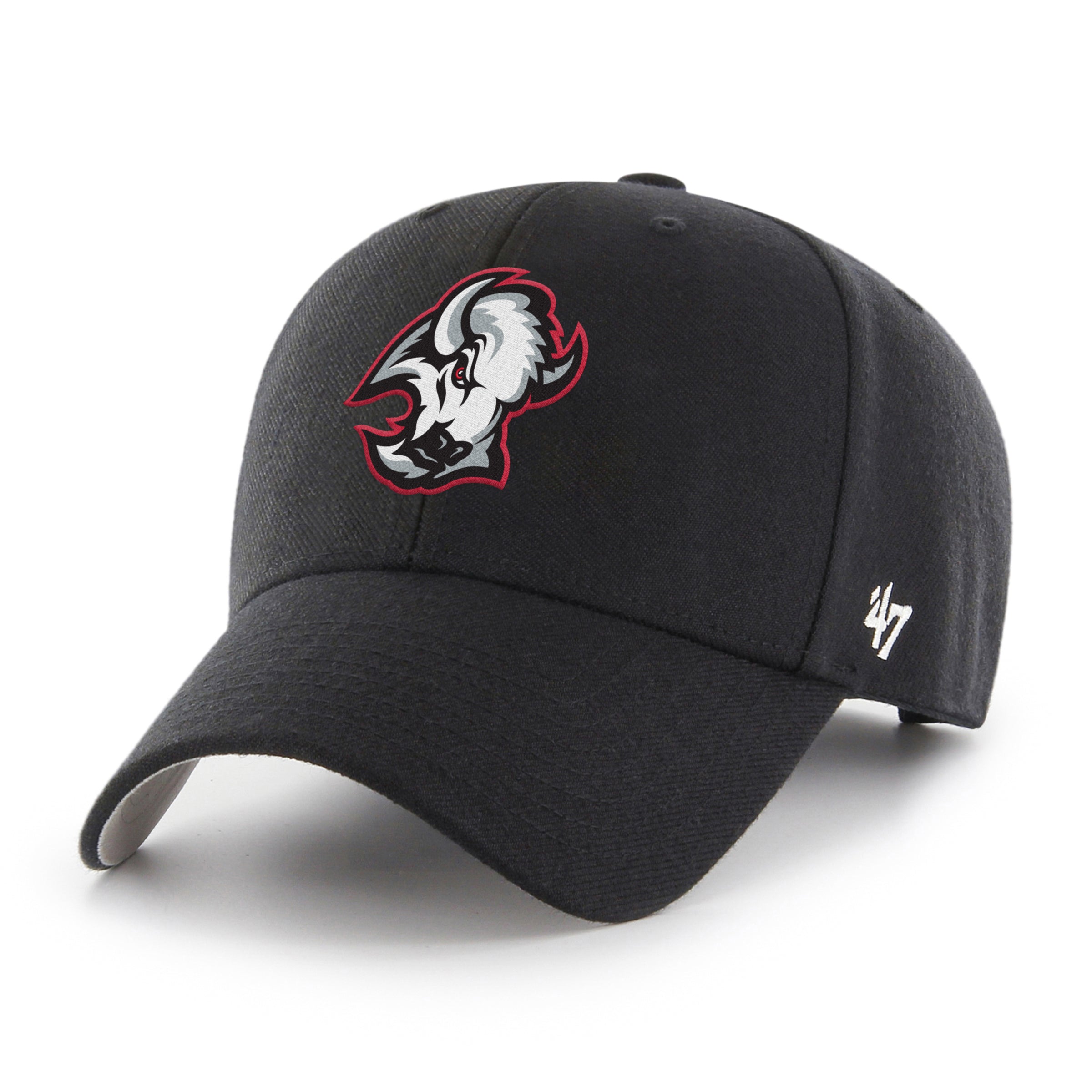Black cap with a logo on a white background